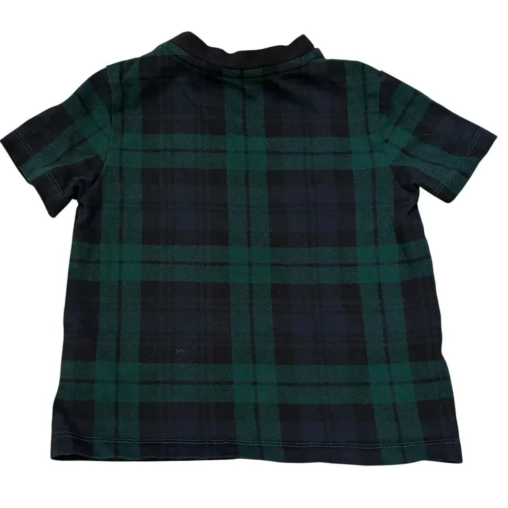 Polo Ralph Lauren Baby Black Watch Tartan Plaid Polo Bear Cotton Tee 12 Months